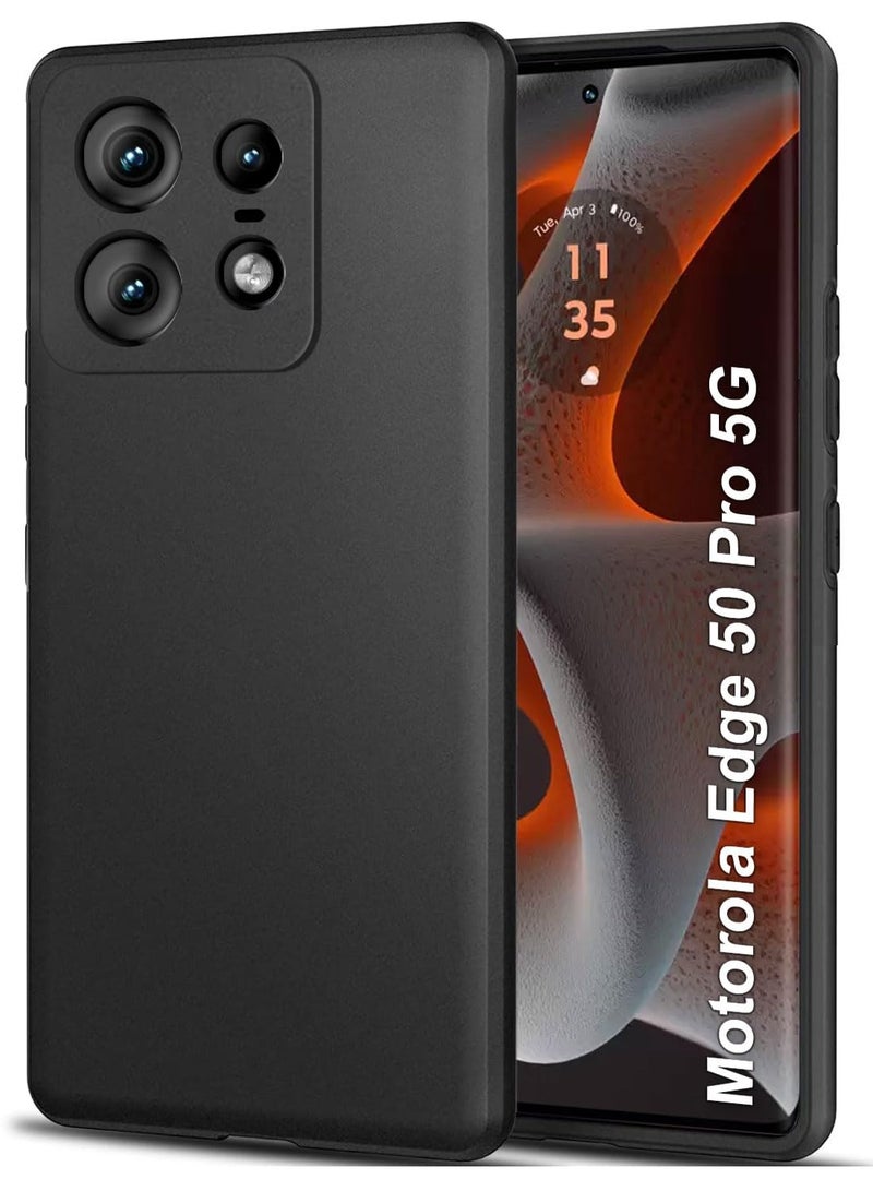حافظة لهاتف موتورولا موتو إيدج 50 برو غطاء حماية ناعم من مادة البولي يوريثان اللدن بالحرارة أسود غير لامع وغطاء حماية نحيف مناسب للحماية من السقوط مصمم لهاتف موتو إيدج 50 برو - Image 1