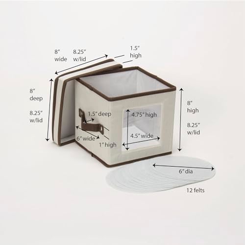 Household Essentials صندوق تخزين أطباق الصين الأساسية المنزلية، يحمل 12 طبق حلوى أو وعاء، لوحة نافذة، إطار قوي ومقابض معززة، وسادات مصنوعة من اللباد، غطاء قابل للإزالة بالكامل - Image 3