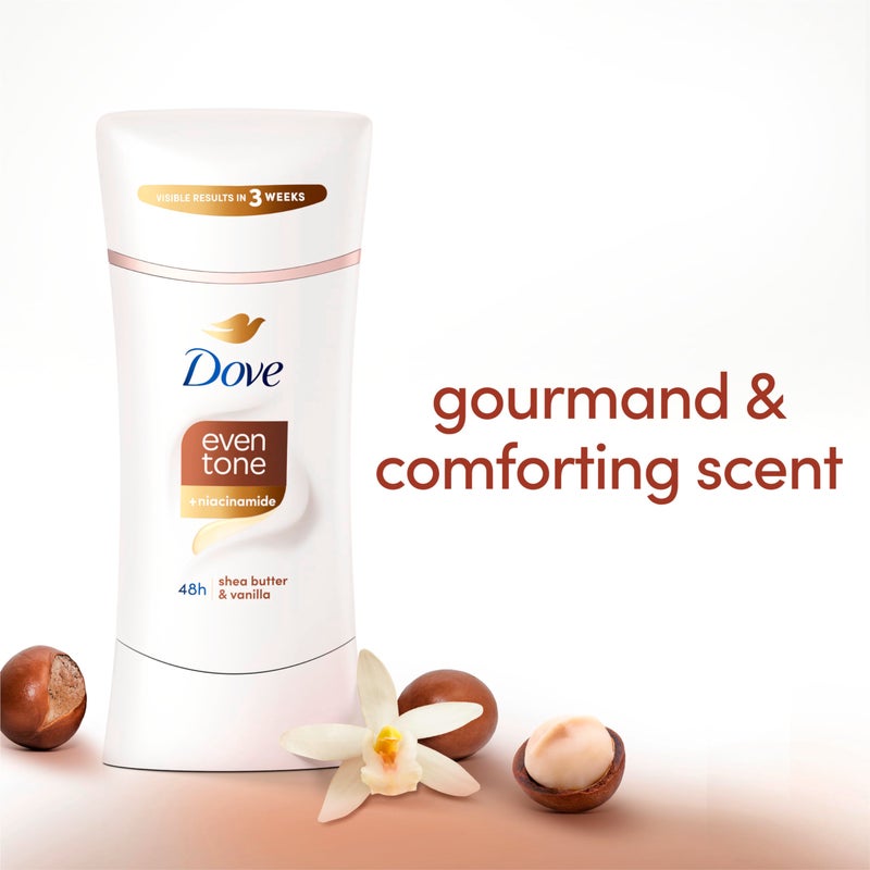 Dove دوف مزيل العرق المضاد للتعرق بلسم الشيا والفانيليا عبوة من 3 لحماية من الروائح والتعرق لمدة 48 ساعة واستعادة البشرة، مع النياسيناميد ونتائج مرئية في 3 أسابيع، 2.6 أونصة - Image 2