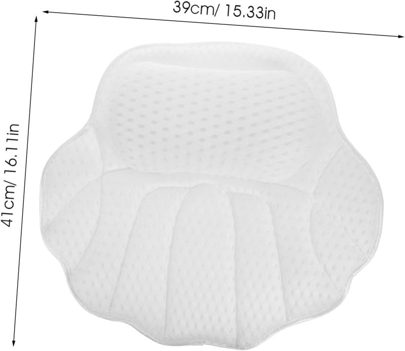 Washable Bath Tub Pillow with Strong Suction Cups Head and Neck Support Cushion for Bathtubs Spas Massage Tubs Elegant Minimalist White 3D Shell Design - Image 2
