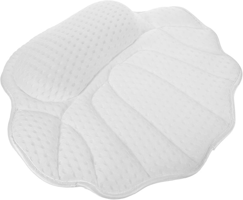 Washable Bath Tub Pillow with Strong Suction Cups Head and Neck Support Cushion for Bathtubs Spas Massage Tubs Elegant Minimalist White 3D Shell Design - Image 1
