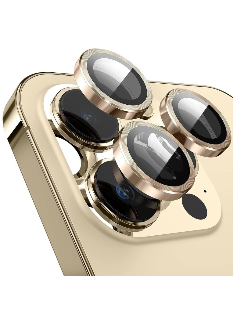 Camera Lens Protector for iPhone 15 Pro/iPhone 15 Pro Max, [Keep Original Shooting]Tempered Glass Screen Protector Metal Individual Camera Cover Accessories Case Friendly (Gold)  - Image 1