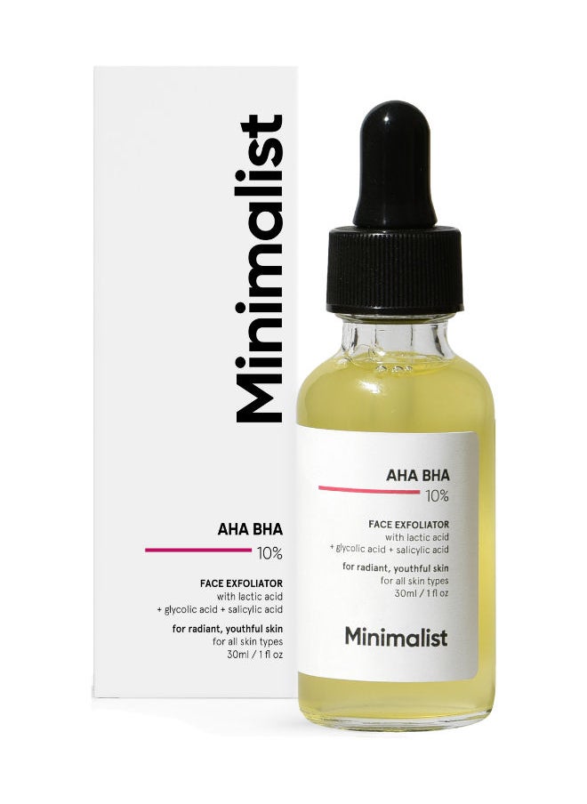 MINIMALIST Minimalist 10% AHA BHA Exfoliating Serum For Beginners | AHAs (Lactic Acid & Glycolic Acid) & BHA (Salicylic Acid) Serum 