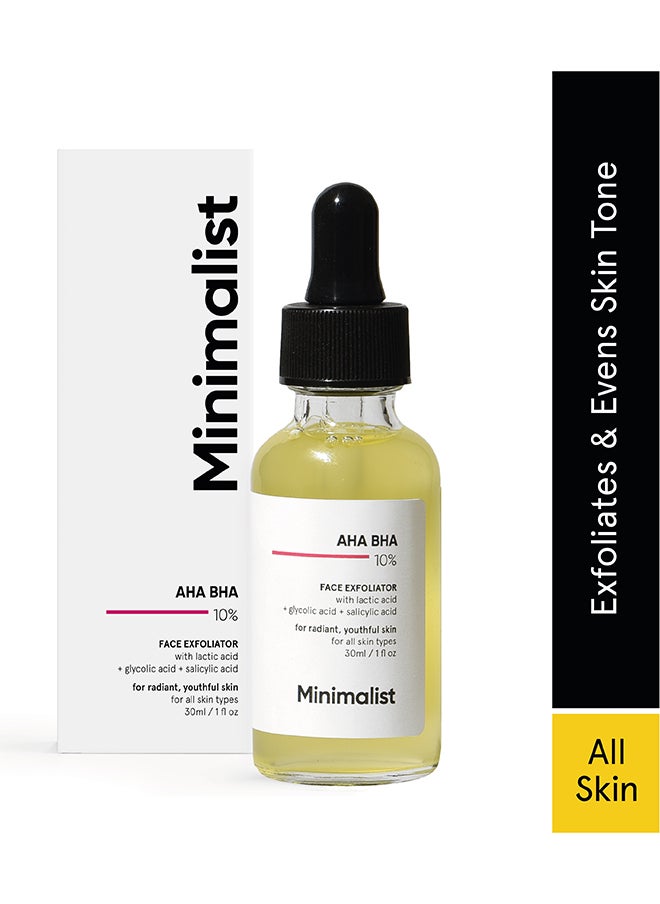 MINIMALIST - 10% AHA BHA Exfoliating Serum For Beginners | AHAs (Lactic Acid & Glycolic Acid) & BHA (Salicylic Acid) Serum - Image 1