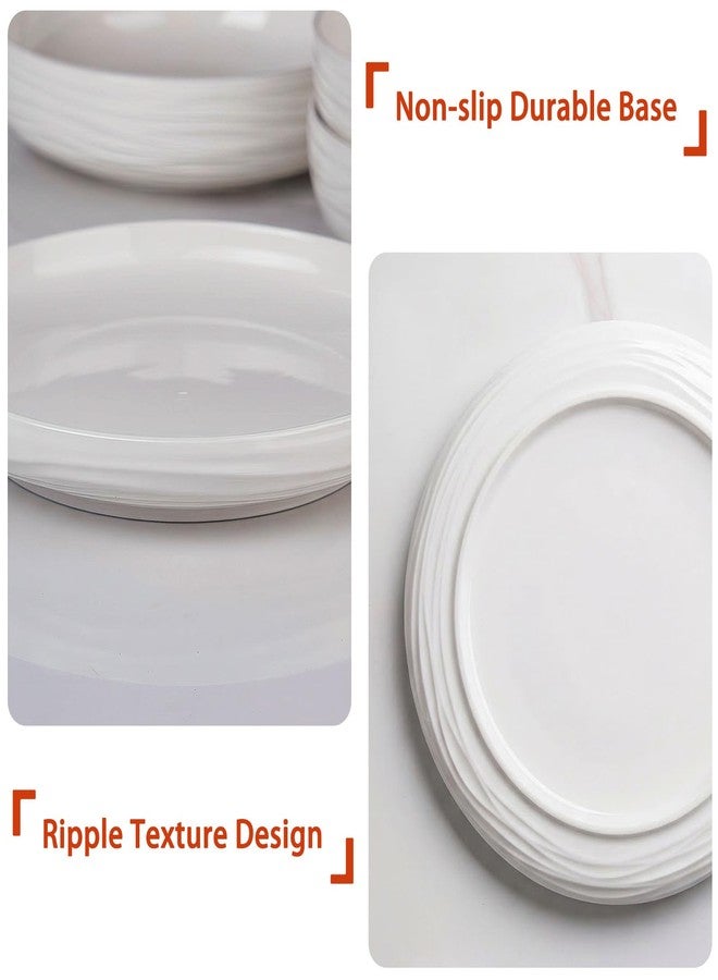 CHILDIKE White Salad Plates Set of 6, 8 Inch Small Porcelain Ribbed Texture Dinner Plates, Kitchen Serving Dishes for Appetizer, Dessert, Microwave & Dishwasher Safe, Scratch Resistant - Image 3