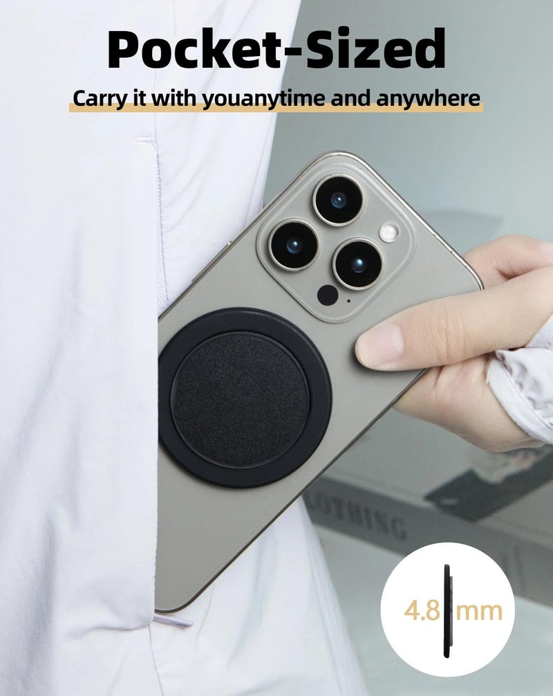 SEMBO MagSafe Phone Grip, Thin Multi-Angle Cell Phone Ring Holder Stand with Flexible 360Â° Rotation Metal Hinge, Magnetic Finger Grip Kickstand for iPhone 16/15/14/13/12 (Black) - Image 5