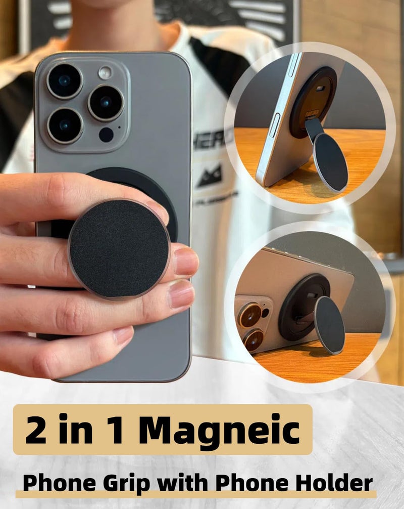 SEMBO MagSafe Phone Grip, Thin Multi-Angle Cell Phone Ring Holder Stand with Flexible 360Â° Rotation Metal Hinge, Magnetic Finger Grip Kickstand for iPhone 16/15/14/13/12 (Black) - Image 4