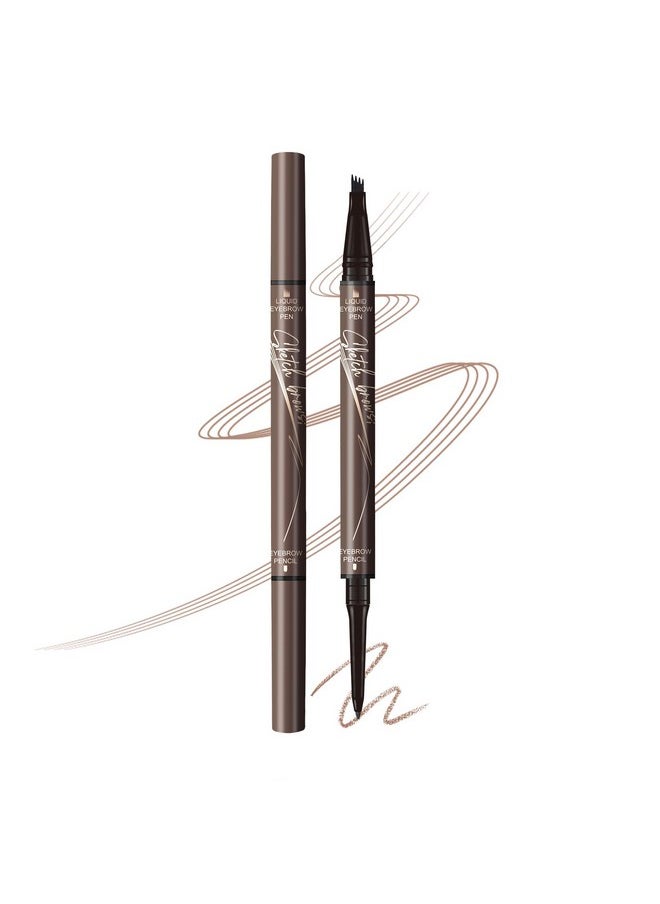 Music Flower Eyebrow Pencildualended Microfilling Eyebrow Pen Liquid Eyebrow Pen With 4 Micro Brushtip Applicator & Brow Defining Eyebrow Pencil With Precision Tip (Chestnut)  - Image 1