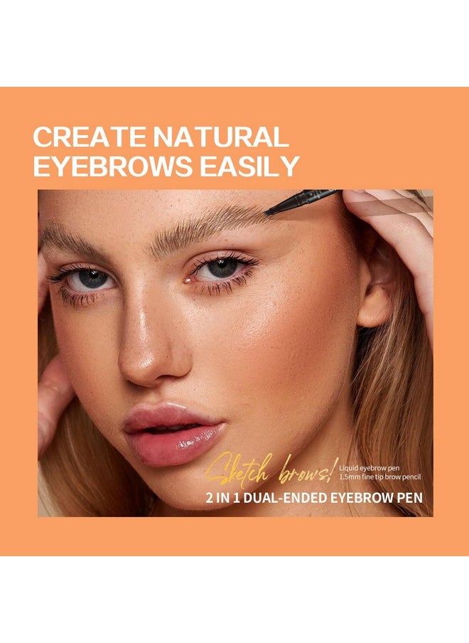 Music Flower Eyebrow Pencildualended Microfilling Eyebrow Pen Liquid Eyebrow Pen With 4 Micro Brushtip Applicator & Brow Defining Eyebrow Pencil With Precision Tip (Chestnut)  - Image 4