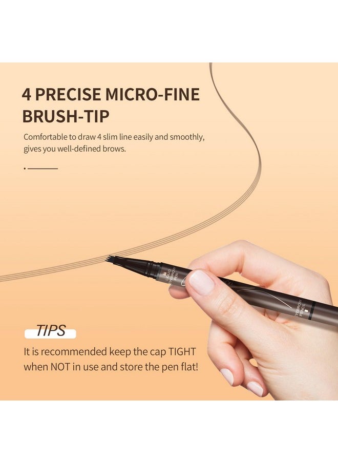Music Flower Eyebrow Pencildualended Microfilling Eyebrow Pen Liquid Eyebrow Pen With 4 Micro Brushtip Applicator & Brow Defining Eyebrow Pencil With Precision Tip (Chestnut)  - Image 5