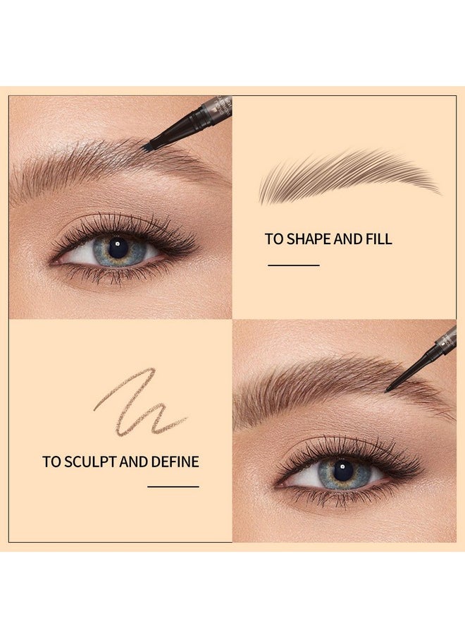 Music Flower Eyebrow Pencildualended Microfilling Eyebrow Pen Liquid Eyebrow Pen With 4 Micro Brushtip Applicator & Brow Defining Eyebrow Pencil With Precision Tip (Chestnut)  - Image 3