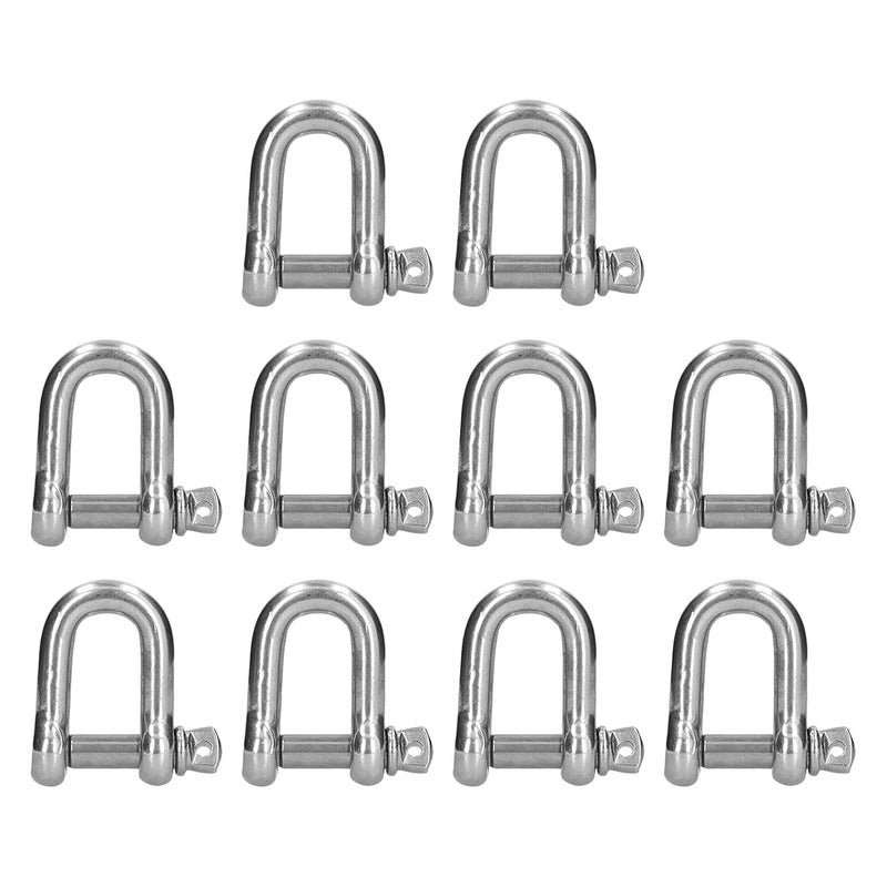 D Ring Anchor Shackle Stainless Steel Screw Pin Chain Connector Marine Land Lifting Tool for Industry (10pcsM10) - Image 1