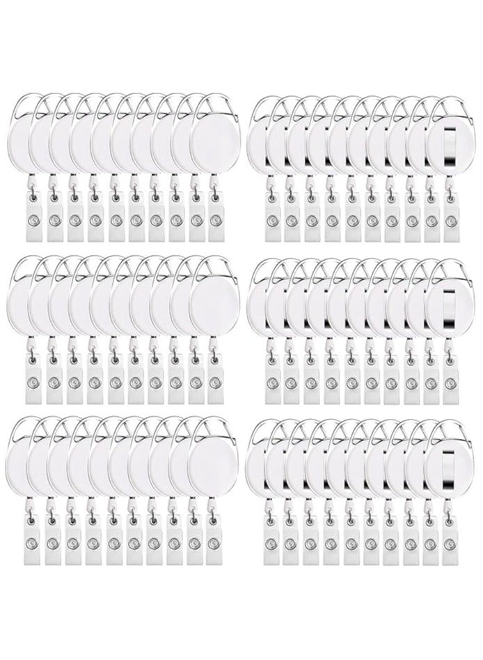 MARKQ [عبوة من 100] حامل شارة قابل للسحب باللون الأبيض مع مشبك بكرة - حامل بطاقة هوية متين للعمل، المكتب، المدرسة، وإكسسوارات سلسلة المفاتيح - Image 1