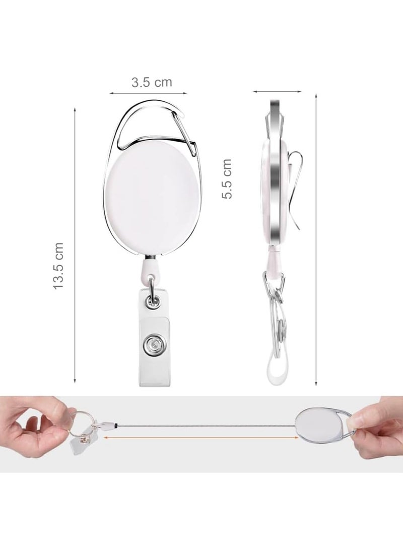 MARKQ [عبوة من 100] حامل شارة قابل للسحب باللون الأبيض مع مشبك بكرة - حامل بطاقة هوية متين للعمل، المكتب، المدرسة، وإكسسوارات سلسلة المفاتيح - Image 3