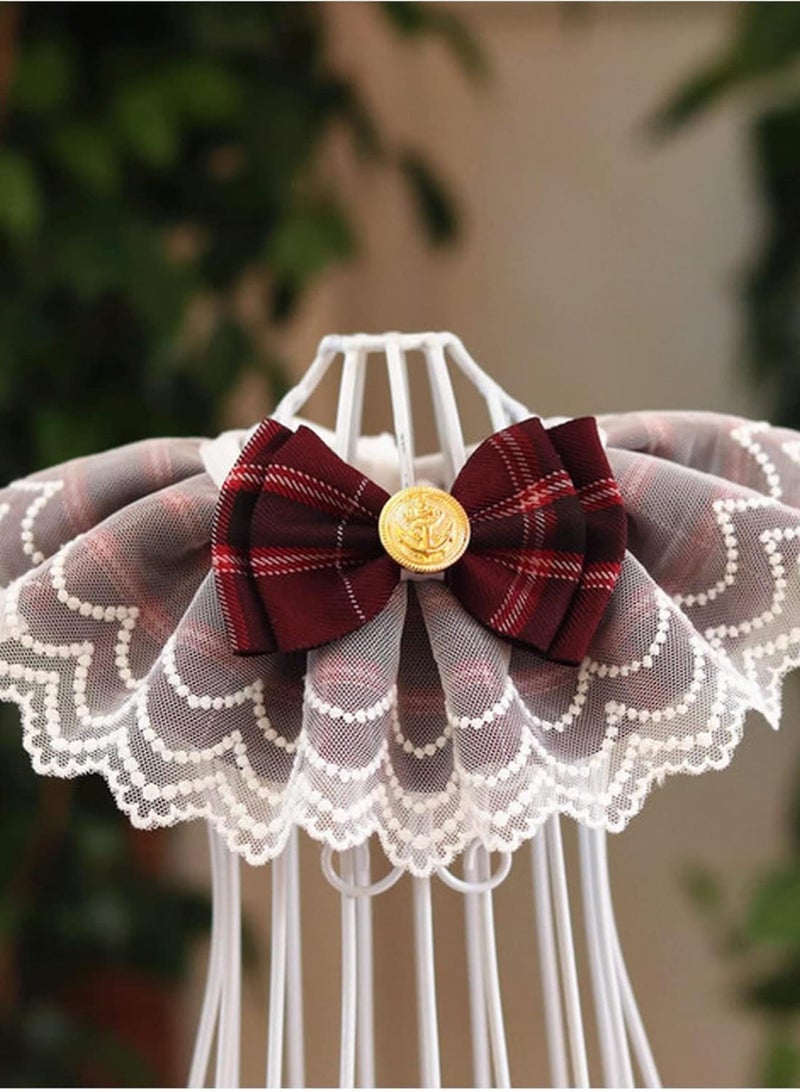 GGOOT Pet dog collar Original Design Pink Plaid Ribbon Dog Bowtie Organza Cotton Gauze Dog Necklace Bibs Cat Accessories Special Kitten Pet Products Pet collar(Red,XS- for neck15-20cm)  - Image 1