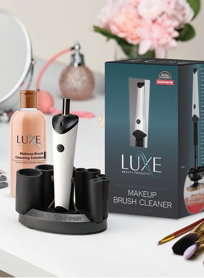 LUXE Electric Makeup Brush Cleaner with Makeup Brush Cleaner Solution Included, USB Charging Station, 3 Adjustable Speeds, Makeup Cleaner to Instantly Wash and Dry Your Makeup Brushes, Make Up Cleaner - Image 1
