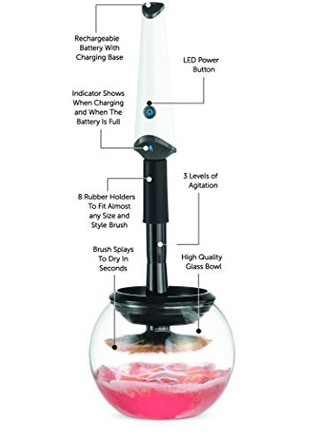 LUXE Electric Makeup Brush Cleaner with Makeup Brush Cleaner Solution Included, USB Charging Station, 3 Adjustable Speeds, Makeup Cleaner to Instantly Wash and Dry Your Makeup Brushes, Make Up Cleaner - Image 2