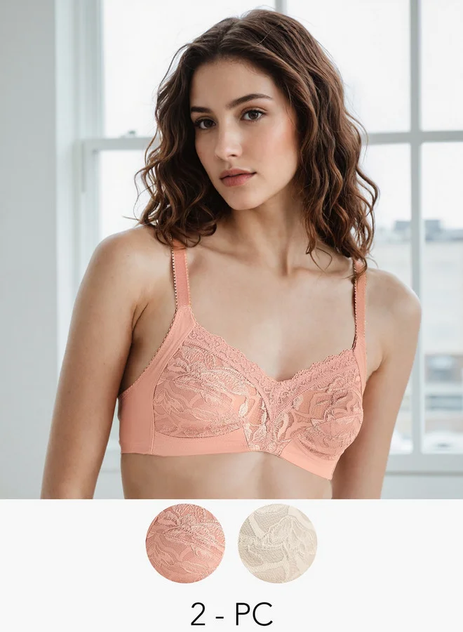Splash FAV Set of 2 - Lace Non-Wired Bra with Hook and Eye Closure