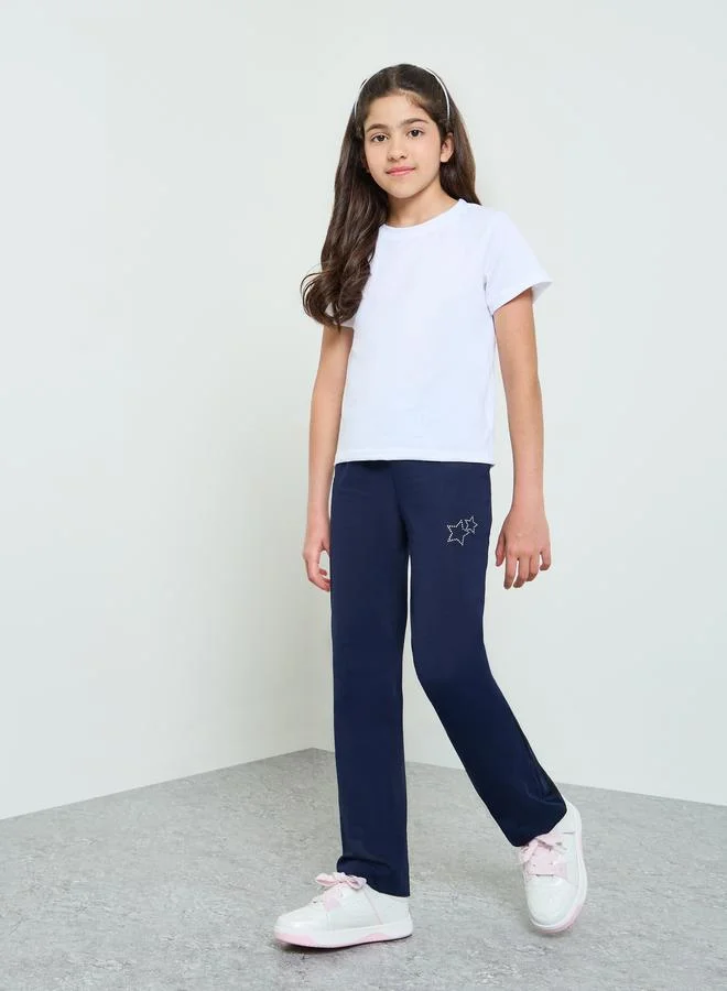ستايلي Girls Navy Blue Flared Leggings