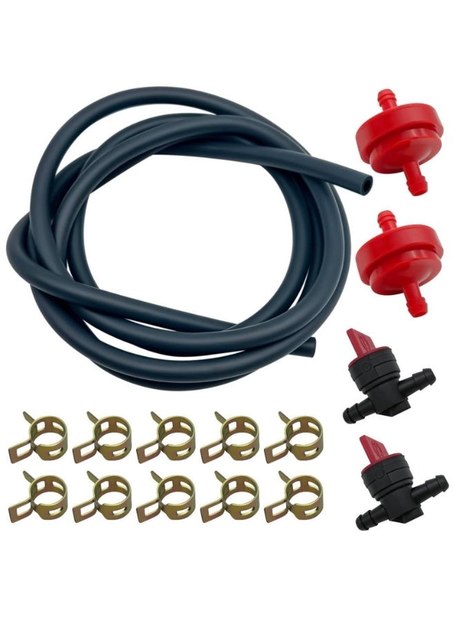 Beauenty 1/4 Gas Fuel Line Hose with Clamp Valve and Filter Kit,Fuel Line Hose Kit Air Line,for Small Engines Fuel System - Image 1