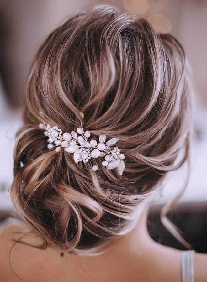 Gorais Bride Wedding Hair Vine Silver Pearl Bridal Headpieces Leaf Hair Accessories for Women and Girls (a-silver) - Image 1