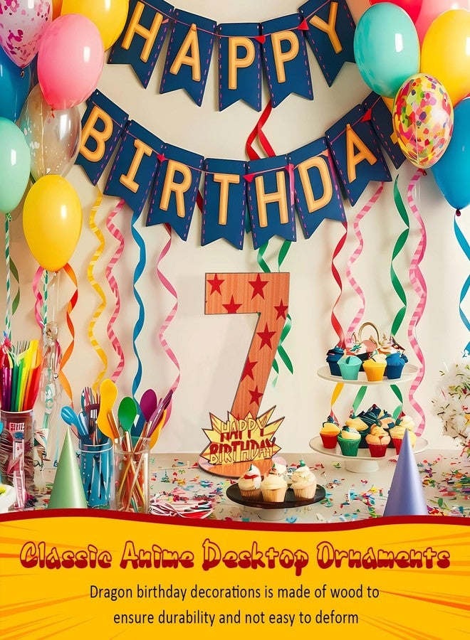 فيسينبال ديكورات عيد ميلاد كرتونية من Vicenpal، قطعة مركزية خشبية على شكل نجوم برتقالية وحمراء، رقم 7 و8، لافتة طاولة لمستلزمات عيد ميلاد التنين، دعامات صور حفلات الأنمي - Image 2