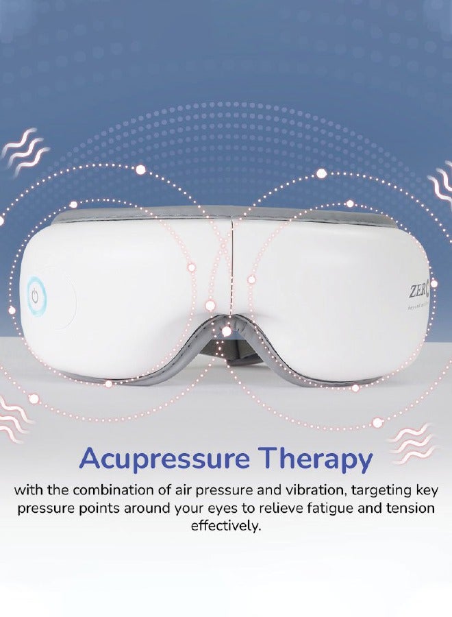 Zero Beyond Wellness Zero Healthcare I-Vizz+ Eye Massager Rechargeable With Heat, Air Pressure And Vibration Massage, 180-degree Foldable, Portable Sleep Mask For Relieving Eye Fatigue- White - Image 3