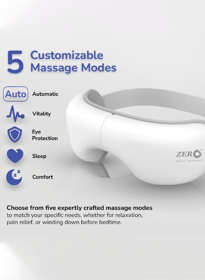 Zero Beyond Wellness Zero Healthcare I-Vizz+ Eye Massager Rechargeable With Heat, Air Pressure And Vibration Massage, 180-degree Foldable, Portable Sleep Mask For Relieving Eye Fatigue- White - Image 2