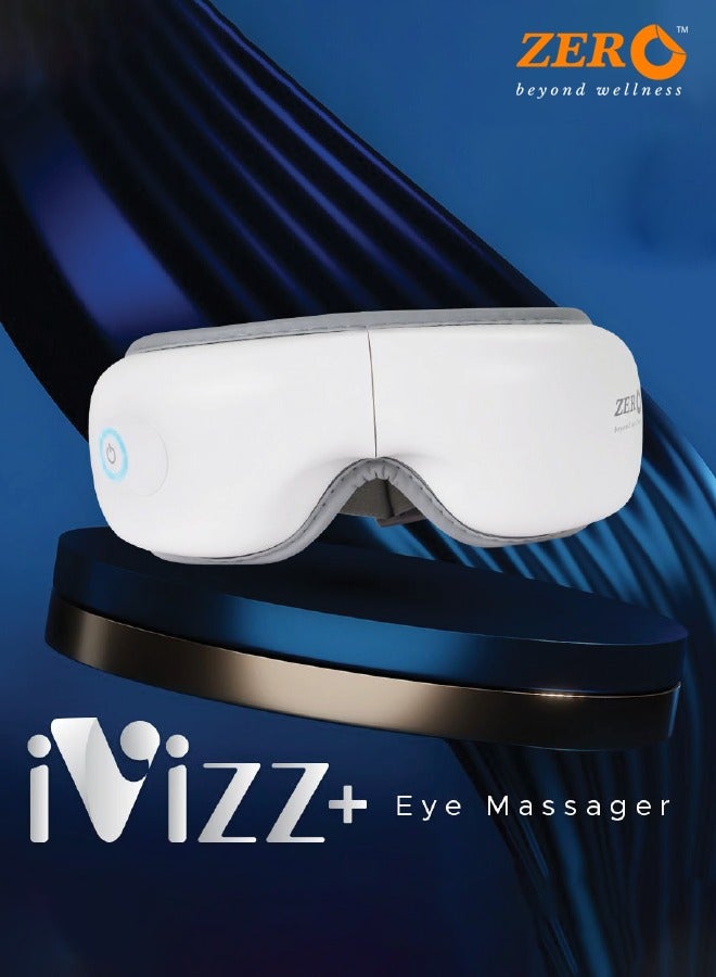 Zero Beyond Wellness Zero Healthcare I-Vizz+ Eye Massager Rechargeable With Heat, Air Pressure And Vibration Massage, 180-degree Foldable, Portable Sleep Mask For Relieving Eye Fatigue- White - Image 1