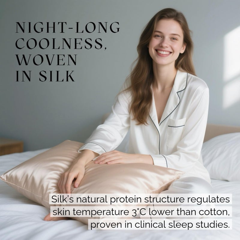 Ravmix Silk Pillow Cases 2 Pack with Zipper, 21momme Mulberry Silk Pillowcase for Hair Skin, Soft Smooth Breathable Cool Pillow Cover for Beauty Sleep with Gift Box(Standard 20"x26", Cream Beige) - Image 4