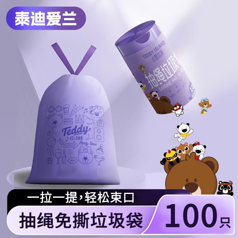 Popular Tear-Free Satchel Household Printed Drawstring Type Thickened Garbage Bag Large Roll Automatic Closing Dormitory Kitchen Deodorization - Image 1