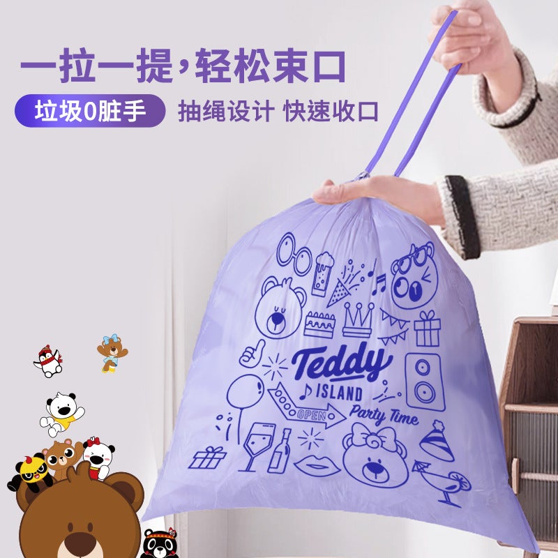 Popular Tear-Free Satchel Household Printed Drawstring Type Thickened Garbage Bag Large Roll Automatic Closing Dormitory Kitchen Deodorization - Image 3
