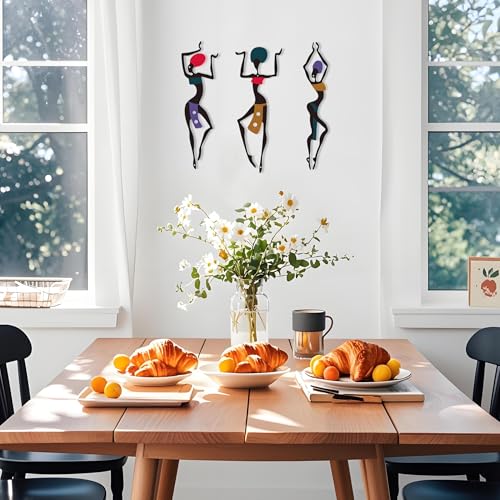 DICYWUDI 3 Pieces African Metal Wall Arts, Vintage Arts For Home Decor, Ethnic Dance Style Drawing Wall Art For Home Living Room Bedroom and Bathroom - For Birthday, Christmas, Thanksgiving, Mom Gifts - Image 4