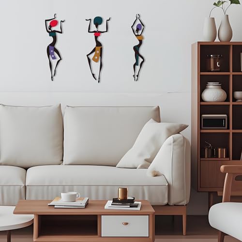 DICYWUDI 3 Pieces African Metal Wall Arts, Vintage Arts For Home Decor, Ethnic Dance Style Drawing Wall Art For Home Living Room Bedroom and Bathroom - For Birthday, Christmas, Thanksgiving, Mom Gifts - Image 5