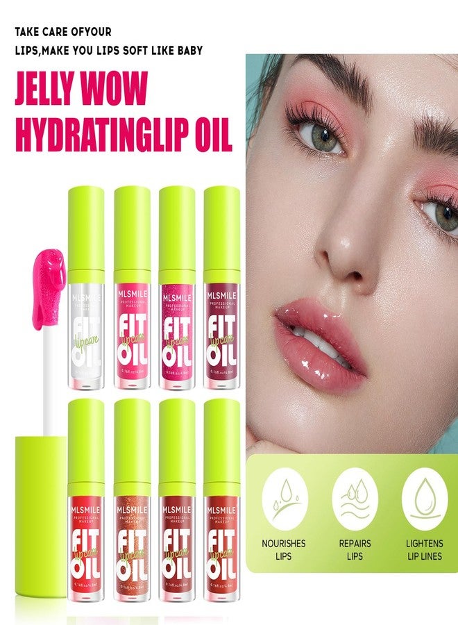 Loobexery 4 Colors Fat Oil Lip Gloss, Lip Oil Lip Glaze Hydrating Lip Glow Oil Big Brush Head Moisturizing Lip Gloss, Shiny Transparent Tinted Plumping Lip Oil Long Lasting Nourishing Non-sticky (A#&B#) - Image 2
