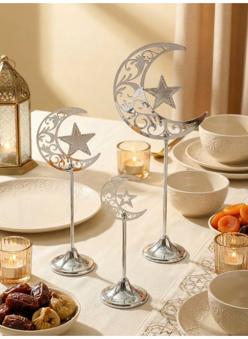 Set of 3 Ramadan Desktop Ornaments, Moon Shape Ornaments, Desktop Decorations, Festival Decorations, Home Decor, Ramadan Gifts, Party and Holiday Decor Ornament Star, Moon, It Makes the Perfect Present for Family and Friends. - Image 5