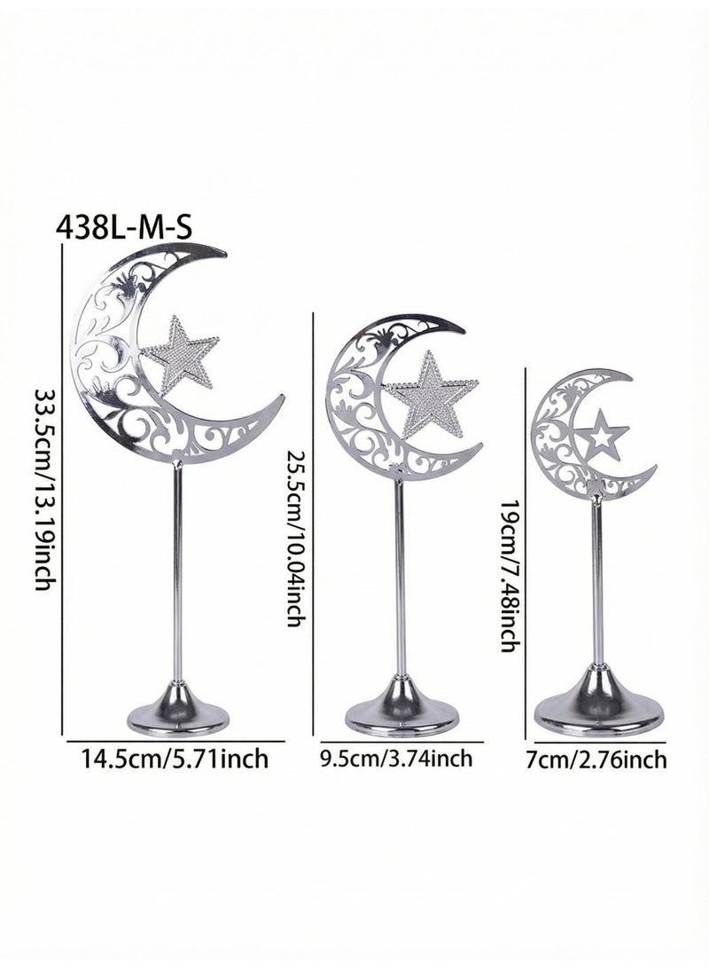 Set of 3 Ramadan Desktop Ornaments, Moon Shape Ornaments, Desktop Decorations, Festival Decorations, Home Decor, Ramadan Gifts, Party and Holiday Decor Ornament Star, Moon, It Makes the Perfect Present for Family and Friends. - Image 3
