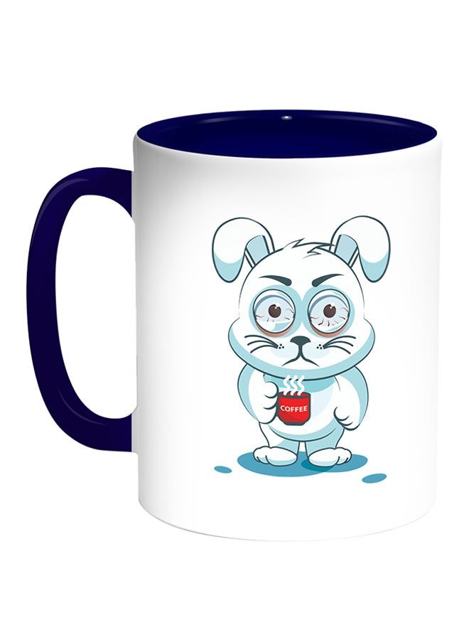 RKN Rabbit Printed Coffee Mug White/Blue 11ounce - Image 2