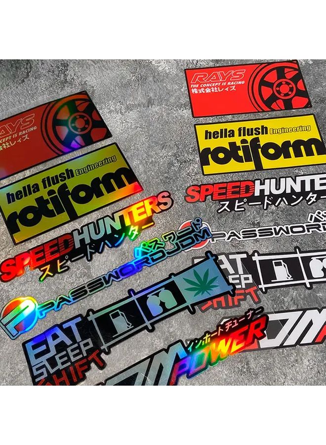 JDM Style Reflective Decals Set Of 6 For Car Bodywork Scratches Cover 11 42x7 6 Inch - Image 1