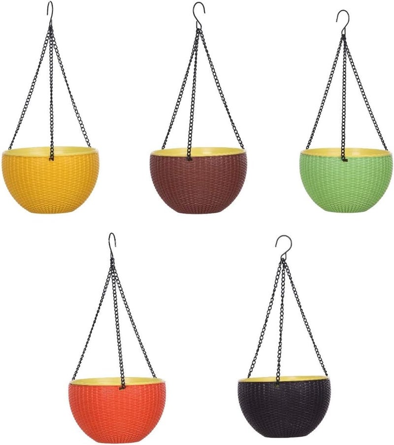AASHU Hanging Flower Pot Wall Hanging Plastic Container for Outdoor Balcony Planters for Home Decor, Pots planters for Balcony, Planter Basket with Chain Flower Pot (10 inch) Pack of- 2 Pcs - Image 1