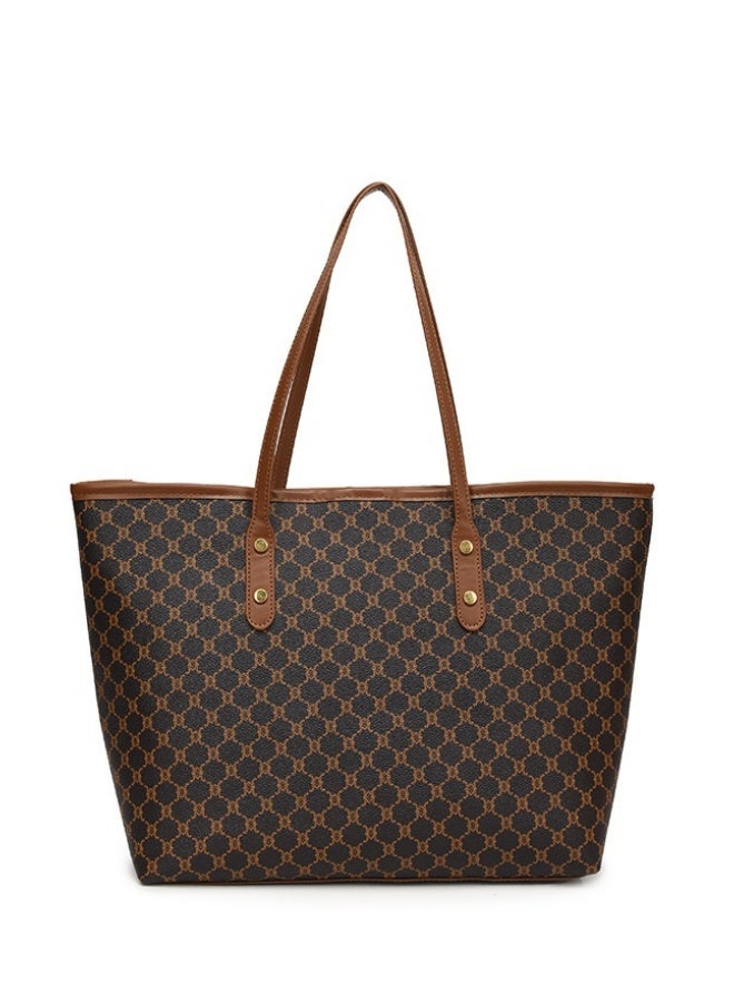 Women's Versatile Plaid Tote Bag, Ladies Large-capacity Handbag Shoulder Bag Clutch Bag, Retro PU Leather Satchel Bag Armpit Bag Side Bag Beach Bag Phone Bag for Girls/College Students/Teenager - Image 1