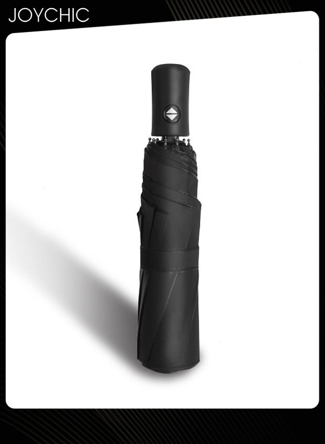 Joychic مظلة 8Ribs مقاومة للرياح والأشعة فوق البنفسجية تفتح وتغلق تلقائيًا، مظلة قوية محمولة قابلة للطي للمطر والشمس، باللونين الأسود/الأزرق - Image 4