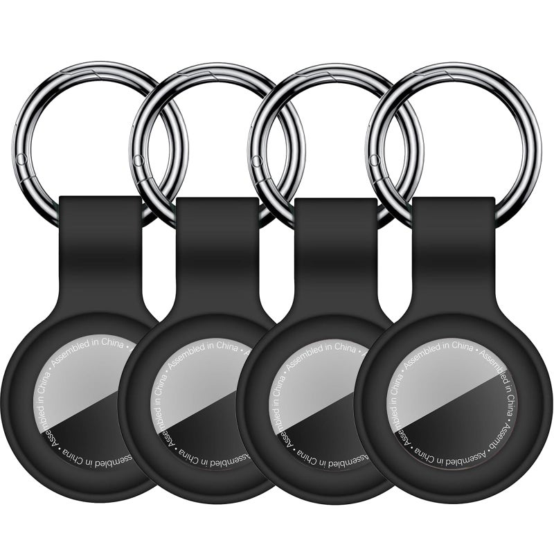 Linsaner [4 Pack] Case for AirTag 2nd Gen (2026) & 1st Gen, Silicone Holder Keychain Key Ring, Protective Cover for Air Tags, GPS Finder Accessories for Bags, Pets, Kids, Luggage, Black - Image 1
