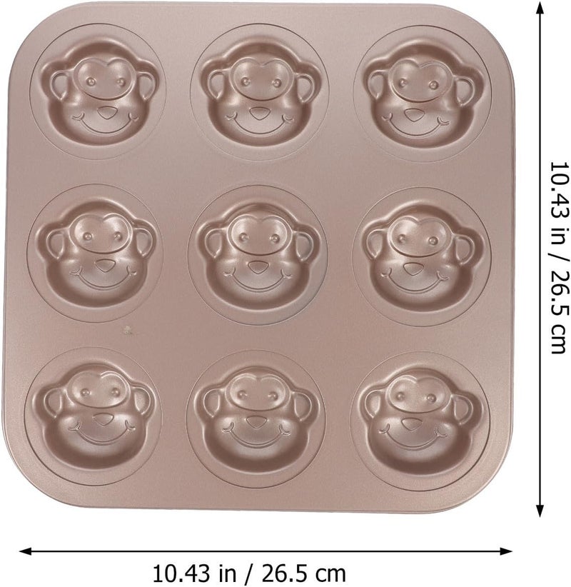 STOBAZA Monkey Shaped Cake Baking Pan 6-cup Carbon Steel Non-stick Bakeware Mold for Home Kitchen Baking, Cute Animal Muffin Tray for Oven Use - Image 2