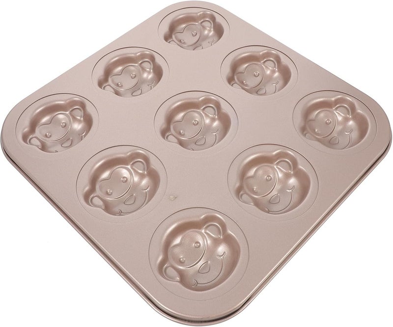 STOBAZA Monkey Shaped Cake Baking Pan 6-cup Carbon Steel Non-stick Bakeware Mold for Home Kitchen Baking, Cute Animal Muffin Tray for Oven Use - Image 1