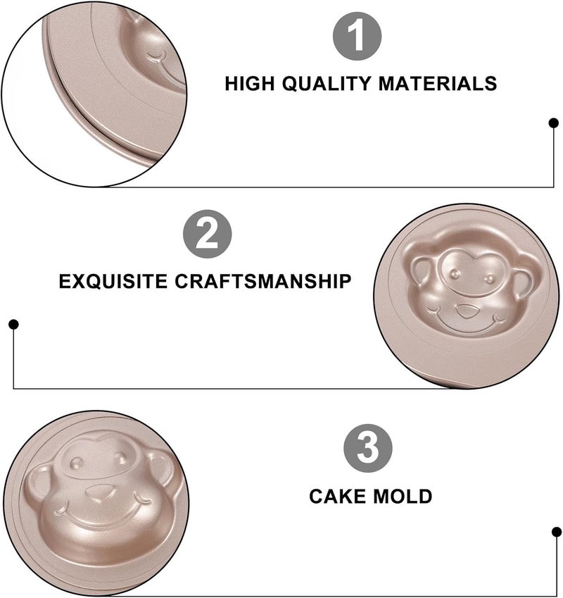 STOBAZA Monkey Shaped Cake Baking Pan 6-cup Carbon Steel Non-stick Bakeware Mold for Home Kitchen Baking, Cute Animal Muffin Tray for Oven Use - Image 3