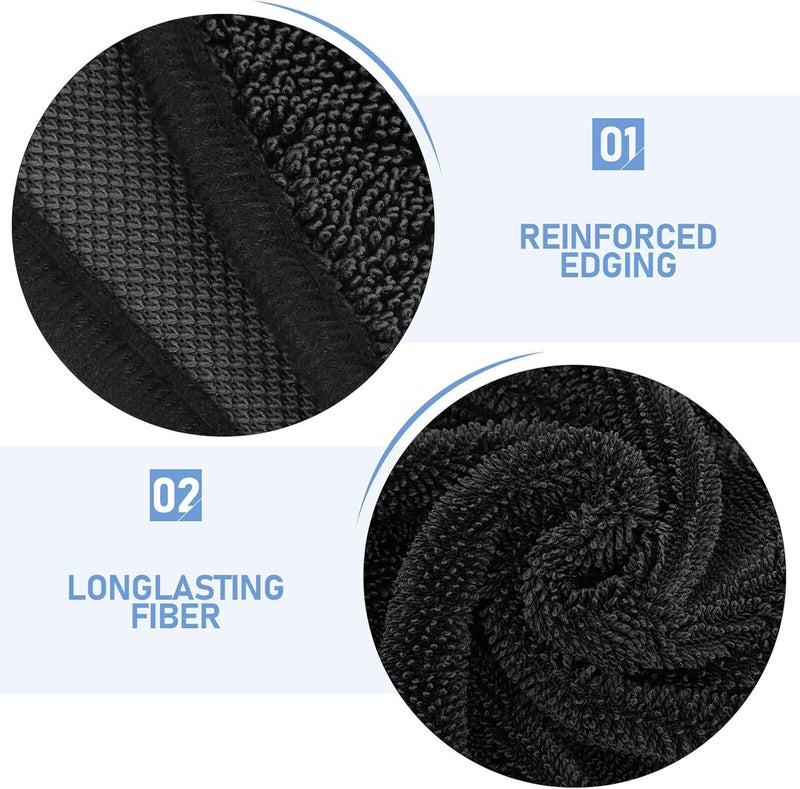 Healeved Thickened Microfiber Car Wash Towels 3pcs 40x60cm Water Absorbing Cleaning Cloths for Car Detailing and Drying, Dark Gray - Image 3