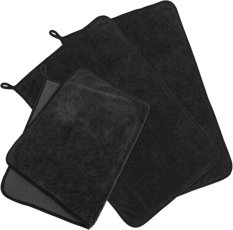 Healeved Thickened Microfiber Car Wash Towels 3pcs 40x60cm Water Absorbing Cleaning Cloths for Car Detailing and Drying, Dark Gray - Image 1