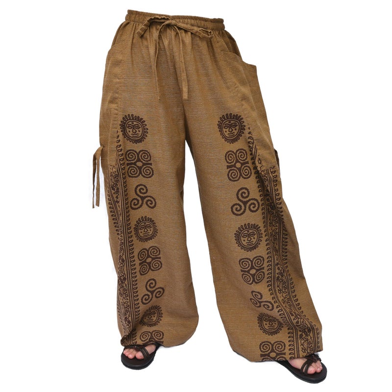 Siamrose Casual Yoga Harem Pants Men Women Baggy Lounge Trousers, 2 Pockets Adjustable Length Beige - Image 1
