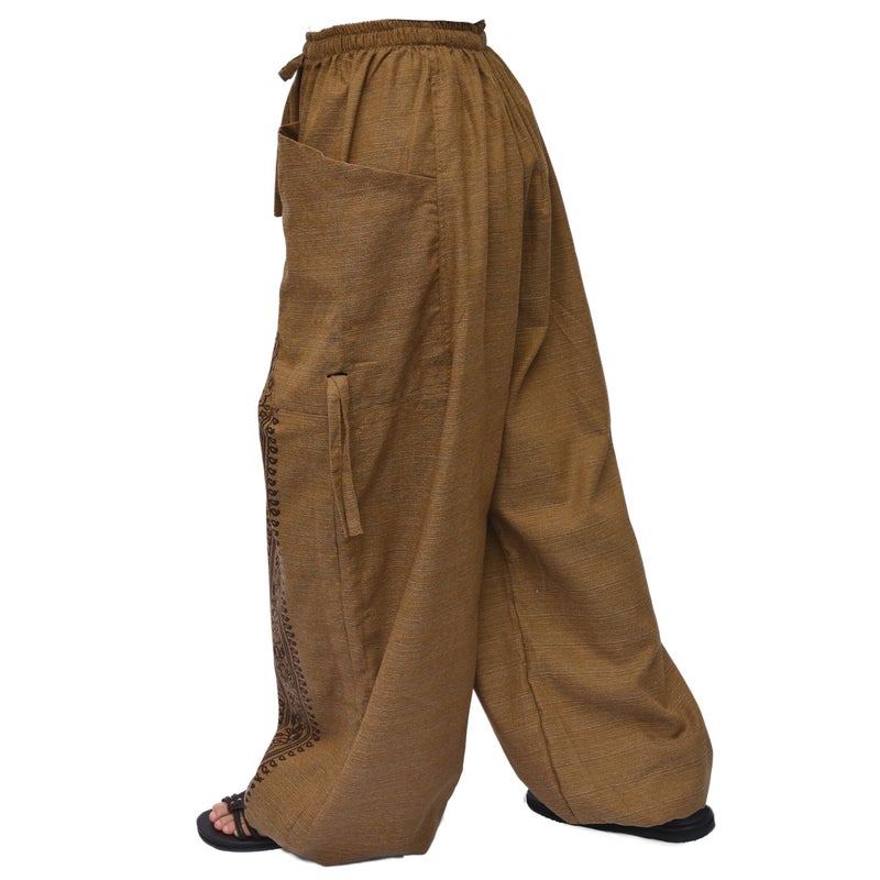 Siamrose Casual Yoga Harem Pants Men Women Baggy Lounge Trousers, 2 Pockets Adjustable Length Beige - Image 3